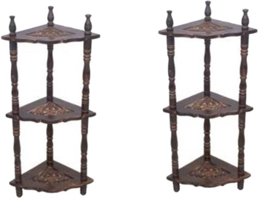 Craftspoint Wood Corner Shleves Brown Set Of 2 Solid Craftspoint Wood Corner Shleves Brown Set Of 2 Solid Table Finish Color Matte