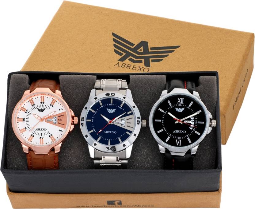 Abrexo Abx-7030 unique combo of 3 Day and Date Watches Analog-Digital Watch  - For Men
