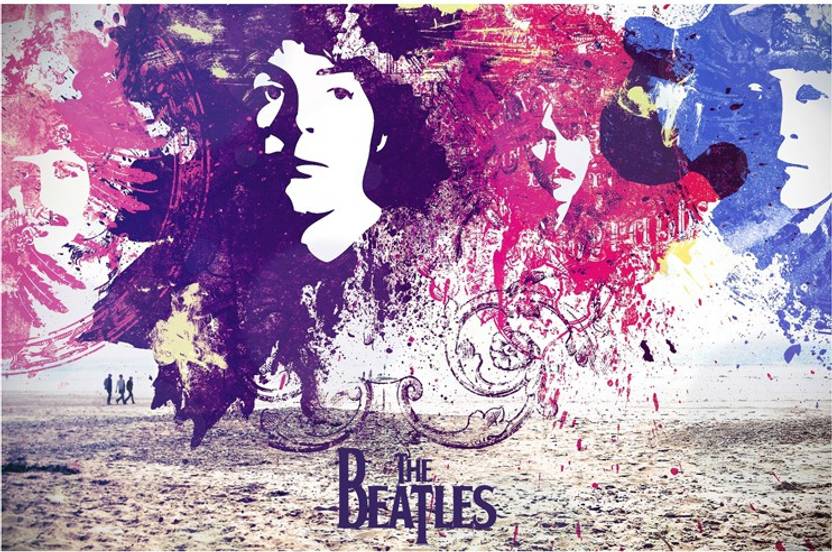 the beatles music band abstract art poster paper print music