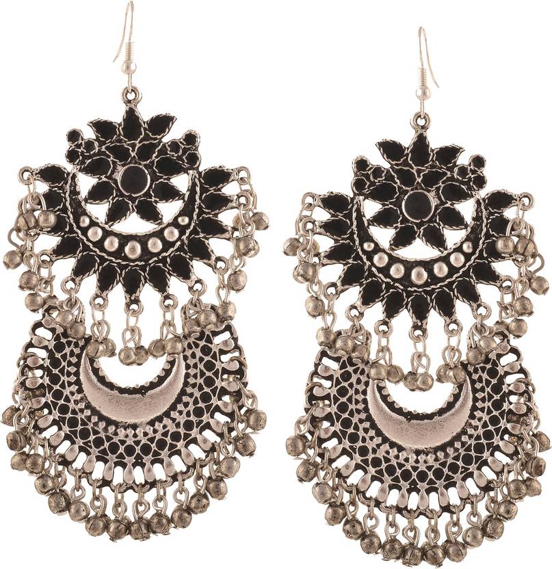 Flipkart Zephyrr Fashion German Silver Afghani Tribal Zephyrr Fashion German Silver Afghani Tribal Dangler Hook Long Earrings Alloy Dangle Earring