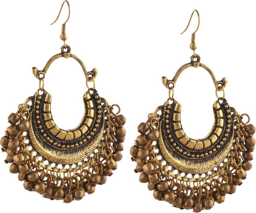 Flipkart Zephyrr Fashion German Silver Beaded Turkish Flipkart Zephyrr Fashion German Silver Beaded Turkish Style Chandbali Earrings For Women Alloy Dangle Earring Online At Best Prices In India