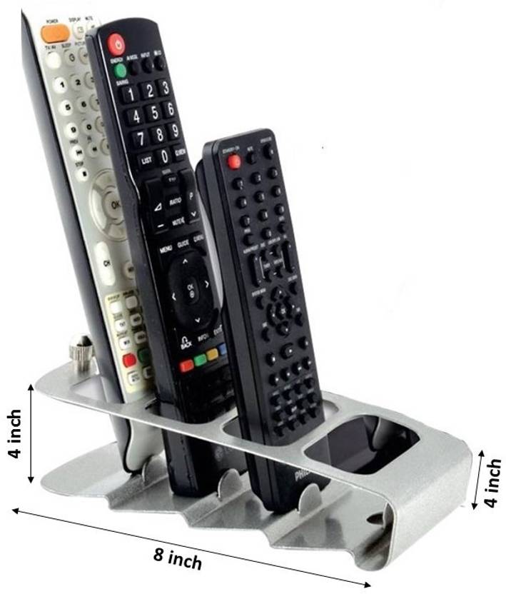 Action World Mini Remote Stand Iron Wall Shelf Number of Shelves 4, Black
