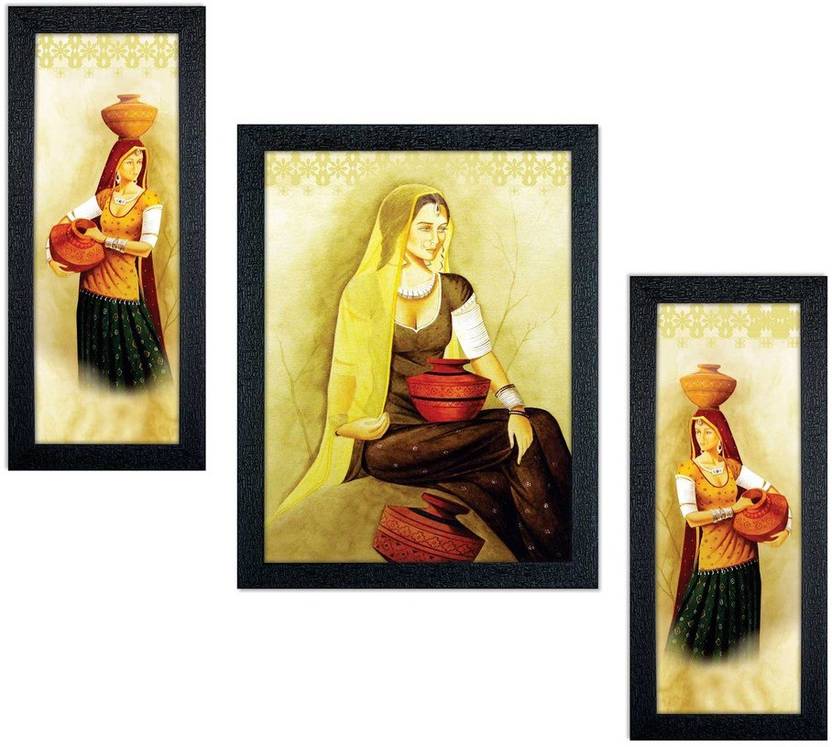 Delight village canvas painting set of 3 canvas painting Delight village canvas painting set of 3 canvas painting