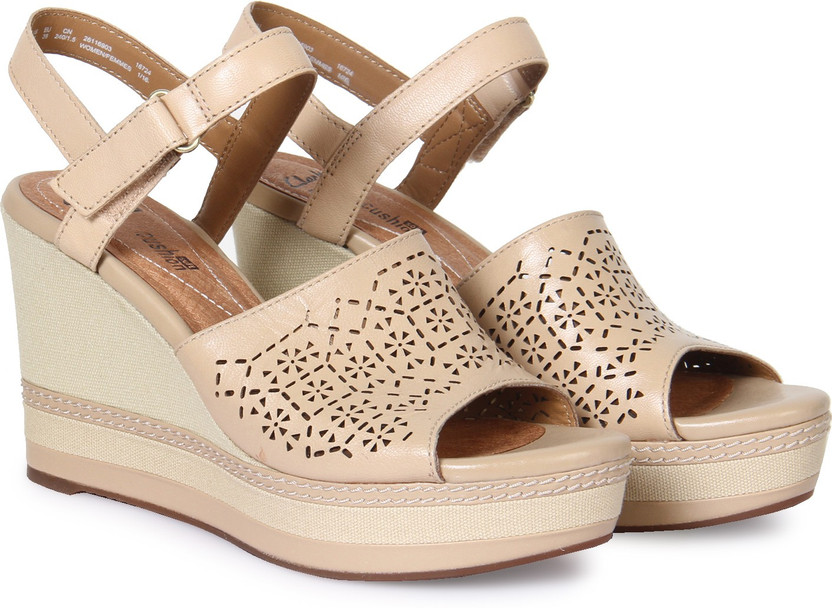 clarks nude wedges