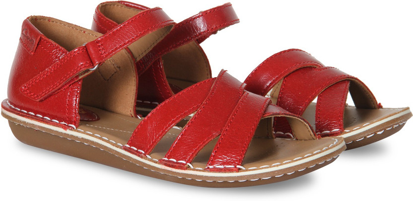 clarks red leather sandals