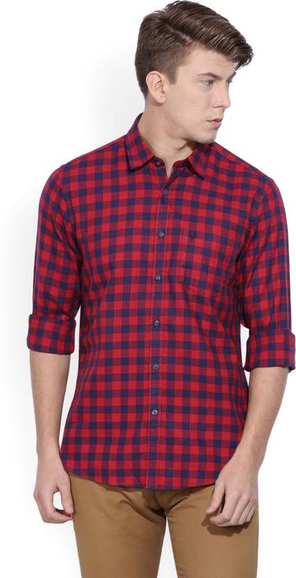 Allen Solly Men's Checkered Casual Red Shirt