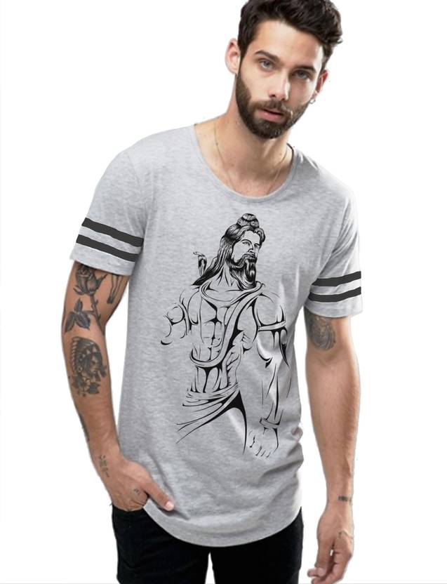 Young Trendz Printed Men's Round Neck Grey T-Shirt