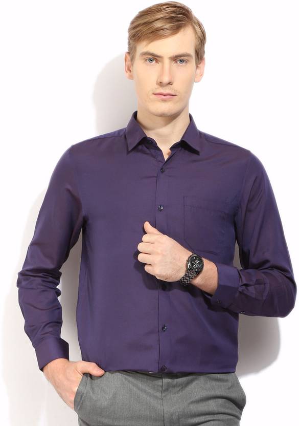 Peter England Men's Self Design Formal Purple Shirt