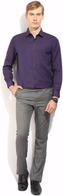 Peter England Men's Self Design Formal Purple Shirt