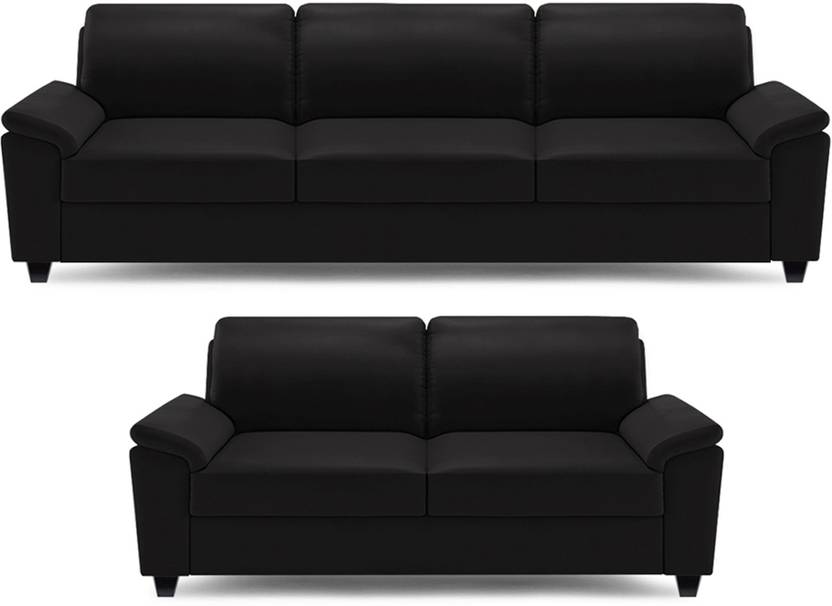 Dolphin Oxford Leatherette 3 2 Black Sofa Set Price In India