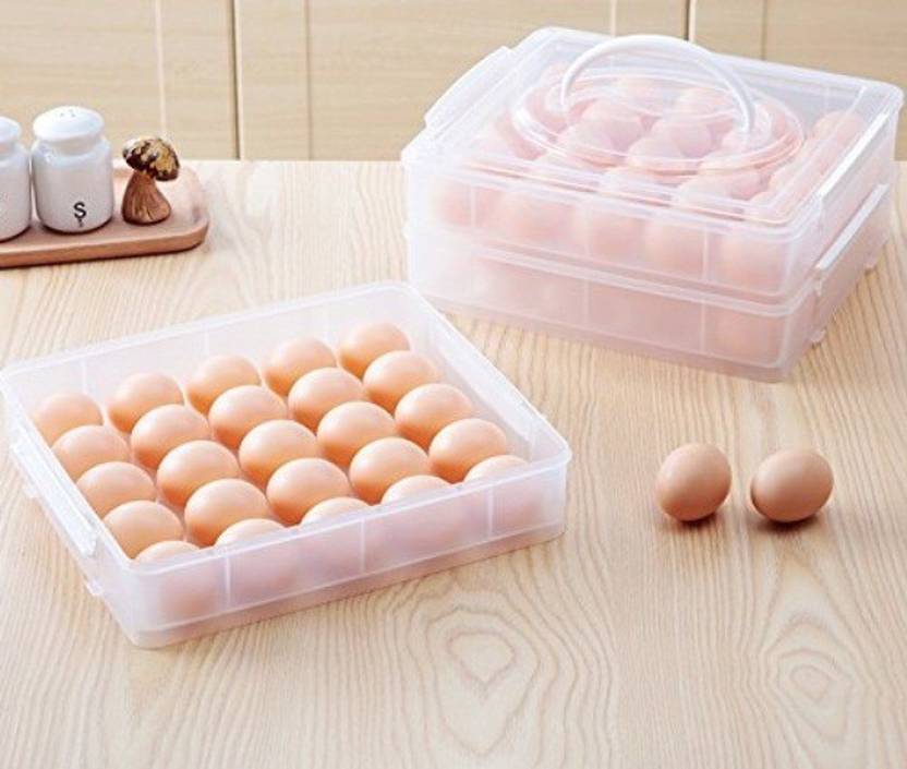 Skywalk Portable Double Layer 50 Eggs Storage Container Airtight Plastic Box 4 2 Dozen Grocery Fridge