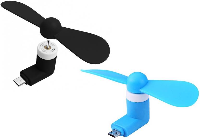 De Techinn Pack Of 2 Mini Micro V8 Android Portable Fan For