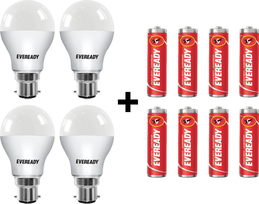 Eveready 9 Watt Cool Daylight 4 Bulbs With 8 Batteries Free