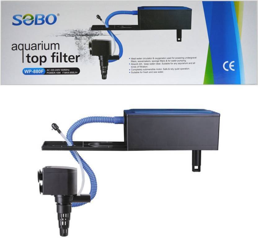 SOBO Aquarium Top Filter WP880F (Power15W F.Max650L/Hr) Power