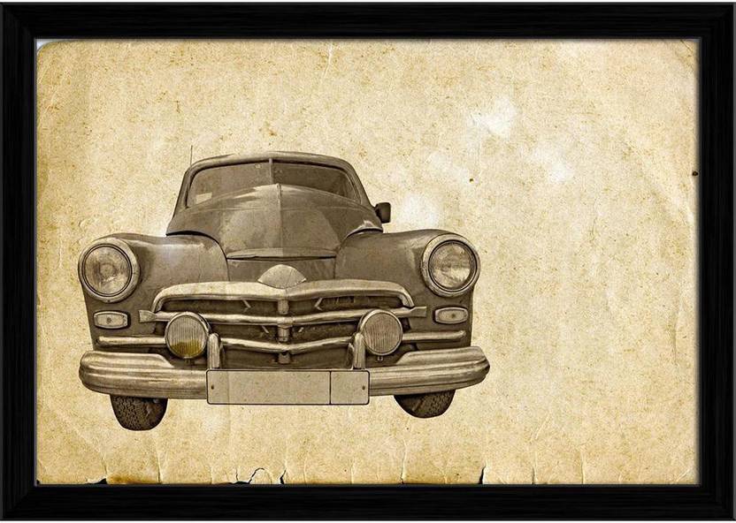 Artzfolio Vintage Car Framed Wall Art Print Canvas 16 inch x 22.8 inch