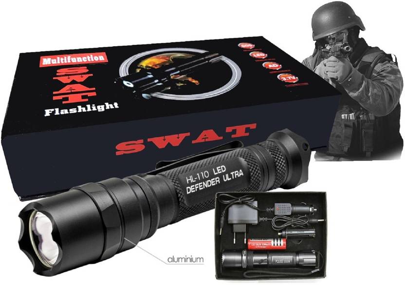 Switch Control Swat Zoomable CREE LED Torch with Charger and Battery