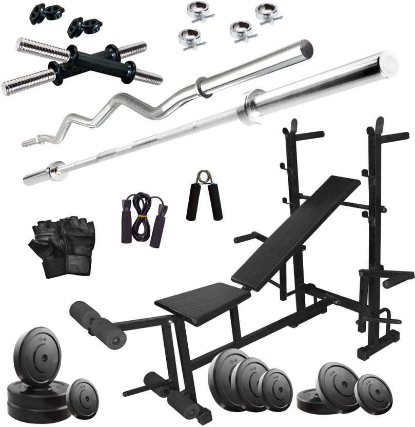 KRX KRX 46 kg COMBO 35-WB With 8 in 1 Multipurpose Bench Home Gym Combo - Flipkart Deal