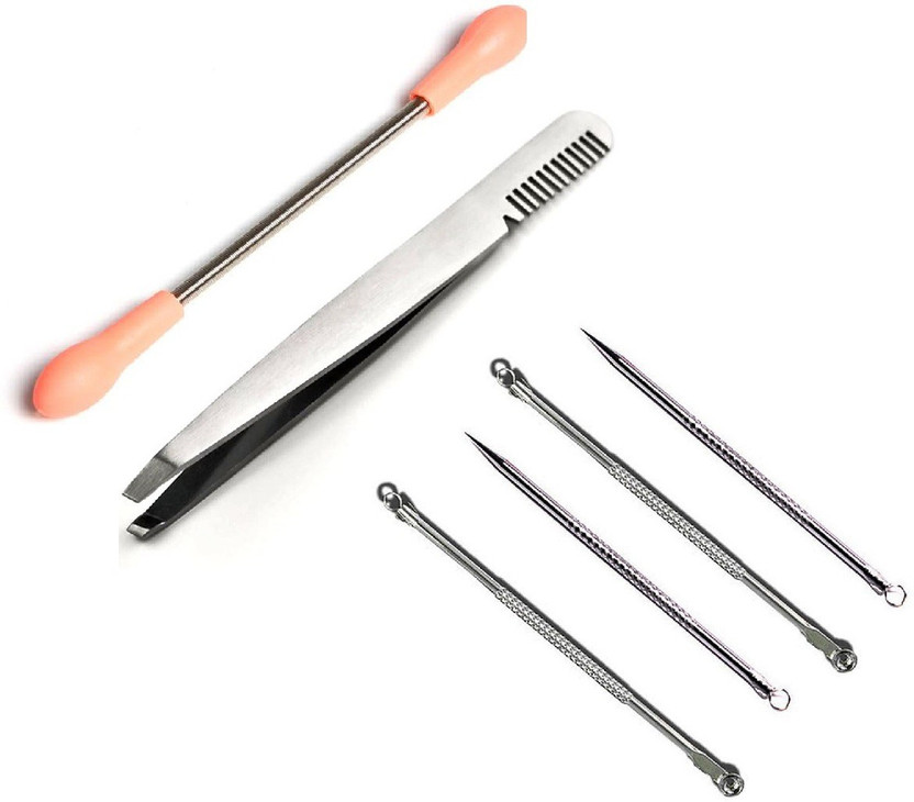 Tweezer Set Slant Tip Eyebrow Kit Ingrown Hair Removal Tool Sewing