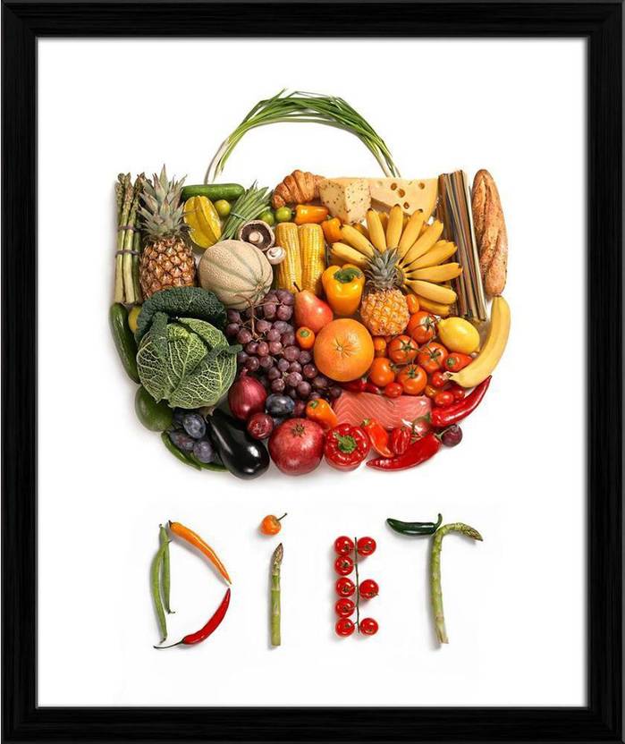 Artzfolio Diet Food Photo Framed Wall Art Print Canvas 21.5 inch x 18