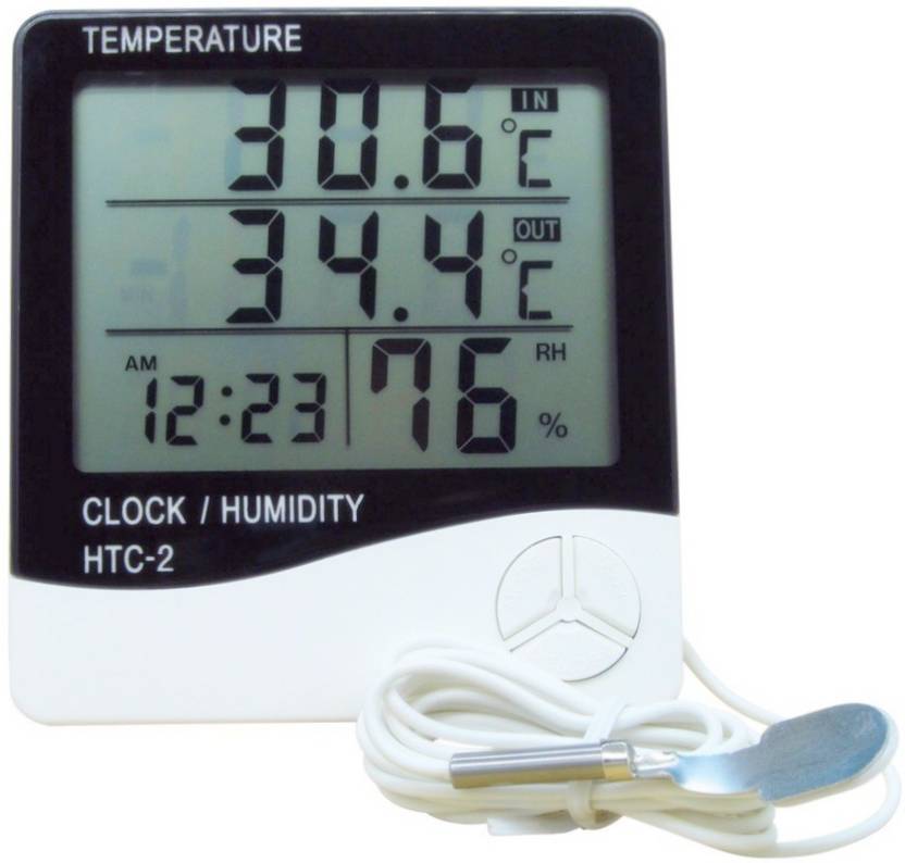 HTC 2 HTC2 Digital Thermo/Hygrometer Humidity Tester with Clock large
