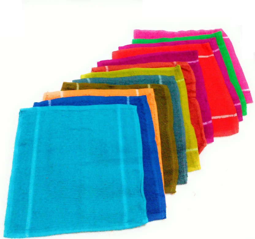 Cotton colors Cotton 200 GSM Hand, Face Towel Set(Pack of 12)