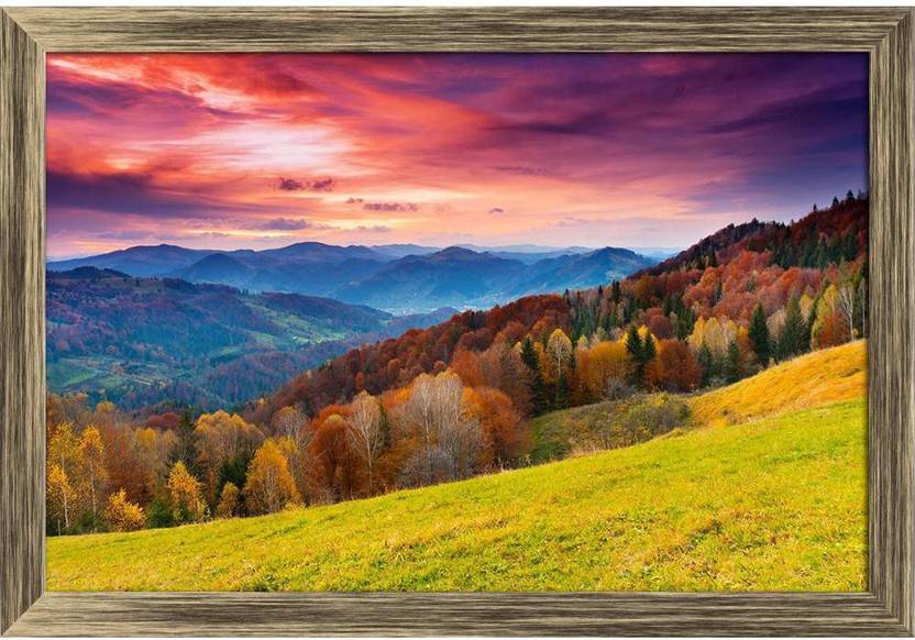Artzfolio Autumn Landscape Framed Wall Art Painting Print Canvas 12