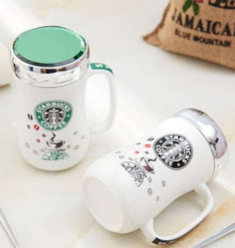 Starbucks Coffee With Lid Set of 2 Ceramic Coffee Mug Price in India
