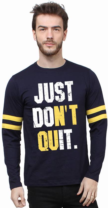 SayItLoud Printed Men Round Neck Blue, Yellow T-Shirt