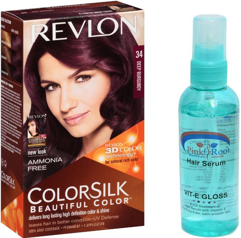 Revlon Deep Burgandy Hair Colour With Pink Root Hair Serum Price