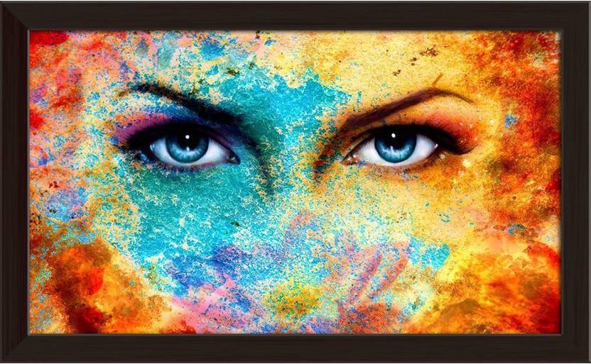 artzfolio blue eyes woman framed wall art painting print canvas 12.0