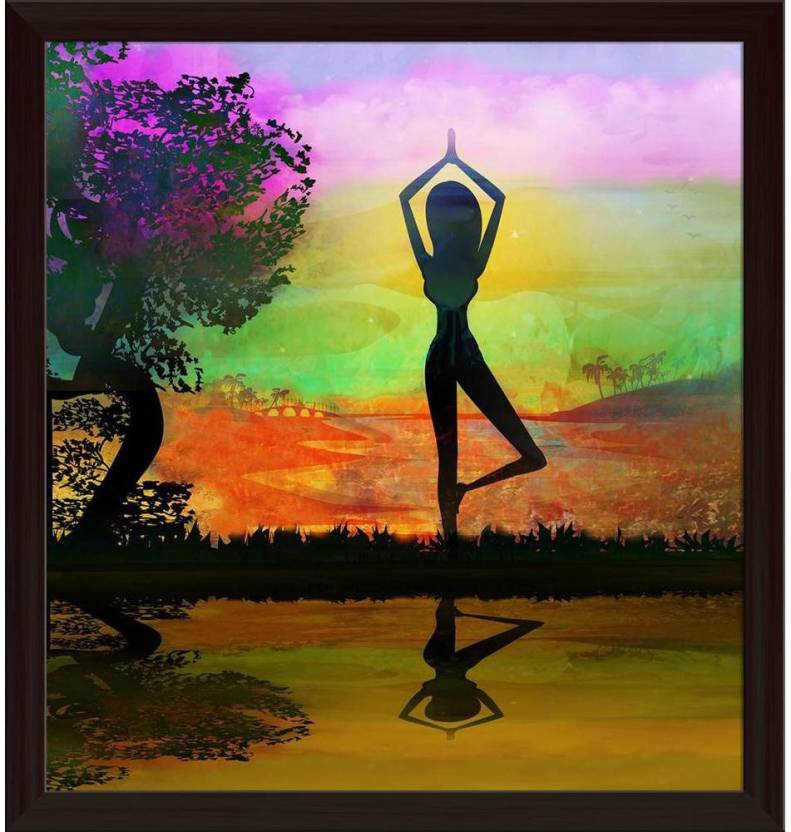 Artzfolio Girl In Yoga Pose Framed Wall Art Painting Print Canvas 12.7 ...