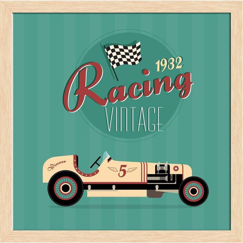 Artzfolio Vintage Car Framed Wall Art Painting Print Canvas 12 inch x