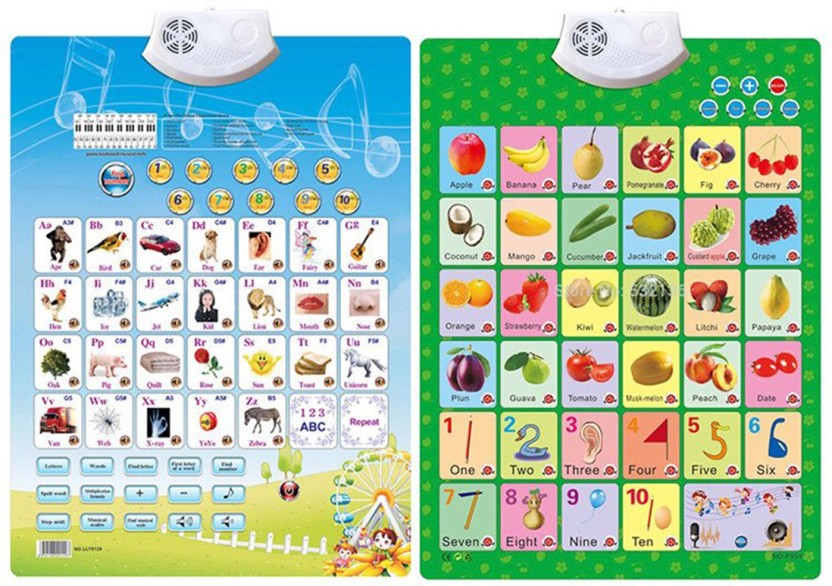Baby Kids Fruit Alphabet Recognize Sound Wall Chart Poster Early Learning Toys