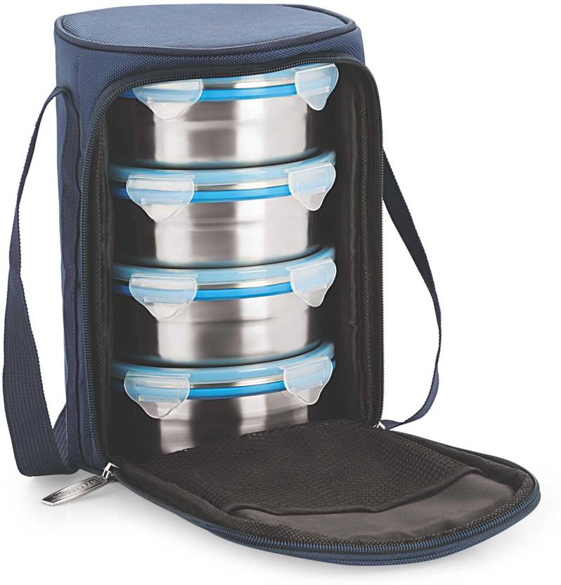 Steel Lock Airtight & Leak Proof Stainless Steel With Insulated Bag 4 Containers