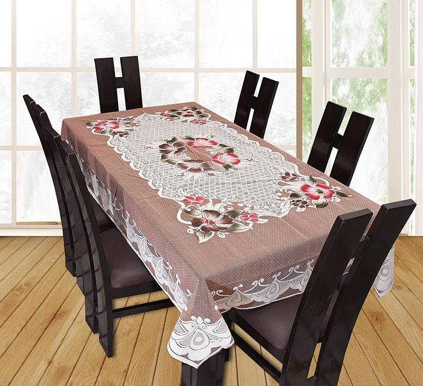 Yellow Weaves Fl 6 Seater Table Cover Yellow Weaves Fl 6 Seater Table Cover Beige Polyester