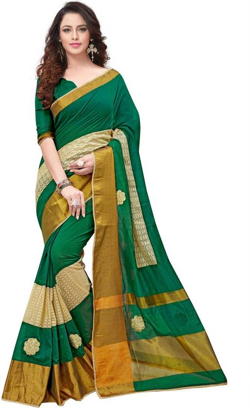 BAPS Self Design, Embroidered Bollywood Silk Cotton Blend Saree