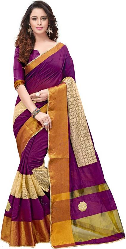BAPS Self Design, Embroidered Bollywood Silk Cotton Blend Saree