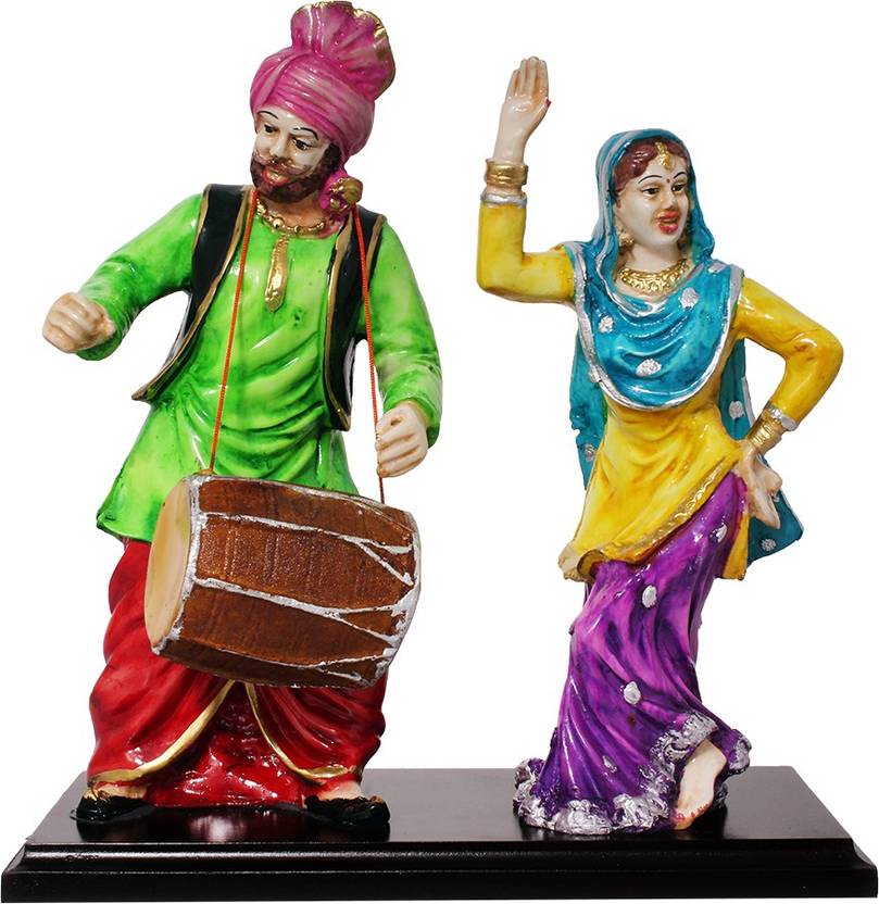 Art N Hub Cultural Punjabi Traditional Bhangra Couple Statue Gift Item