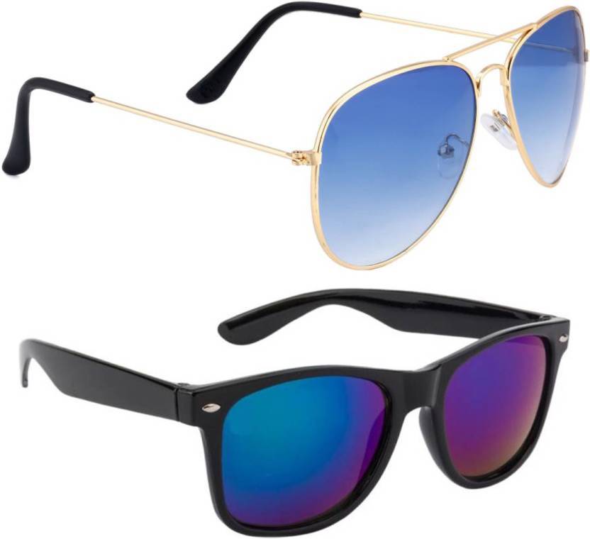 Elgator UV Protection Aviator, Wayfarer Sunglasses (55)  (For Men & Women, Blue, Yellow)