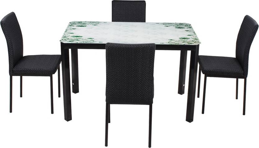 Woodness Glass 4 Seater Dining Set In India Woodness Glass 4 Seater Dining Set