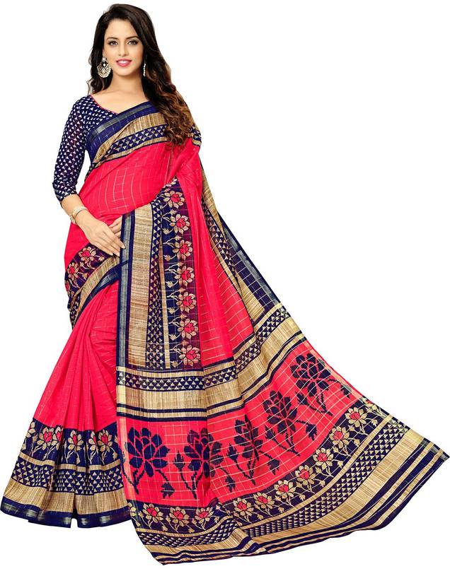 Glory Sarees Printed Chanderi Poly Chanderi Saree