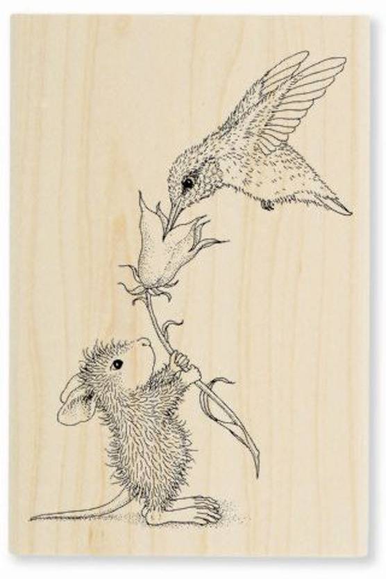 Stampendous Wood Handle Stamp Hummingbird Feeder Wood Handle