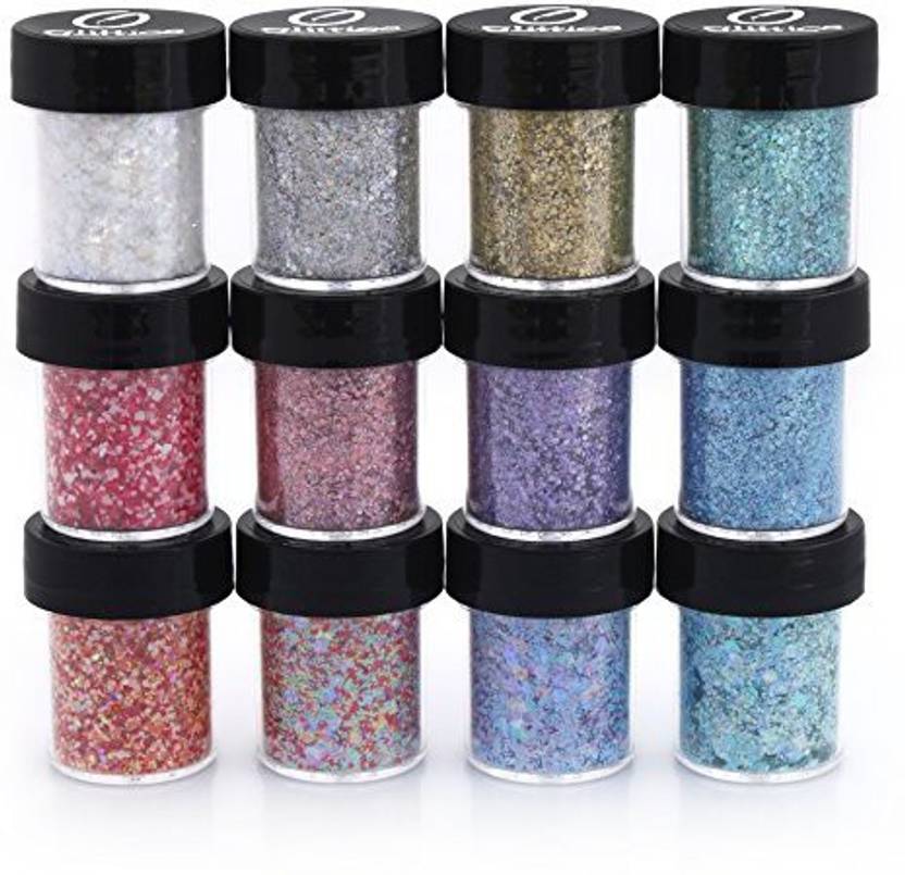 Glitties Holographic And Matte Mixed Glitter 12 Piece Kit Includes