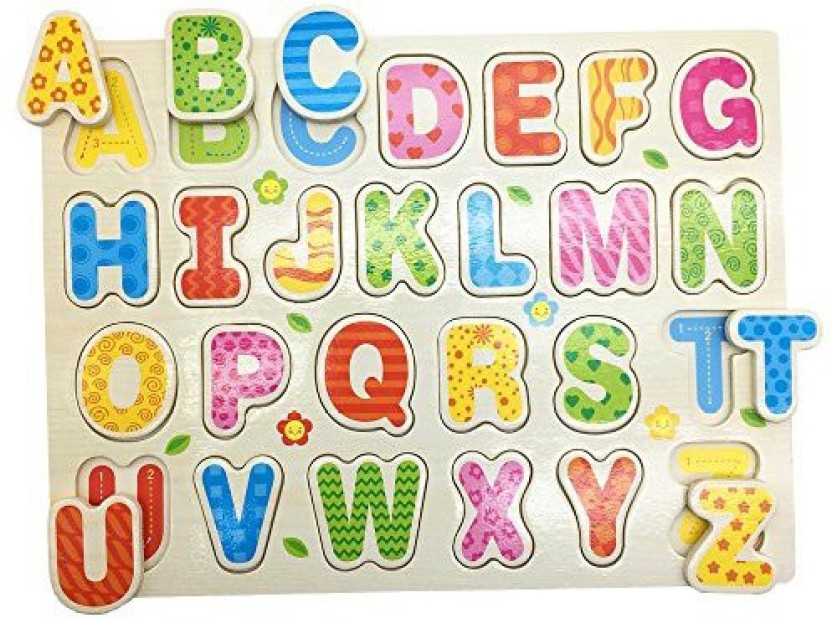 26pc Alphabet Puzzle Kid Learning Wooden ABC Letters Pre School Educational US