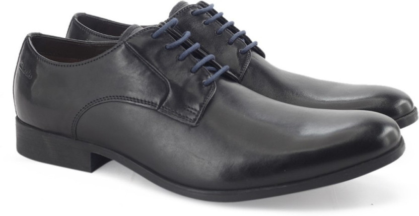 Mens Clarks Banfield Cap Black Leather Lace Up Shoes