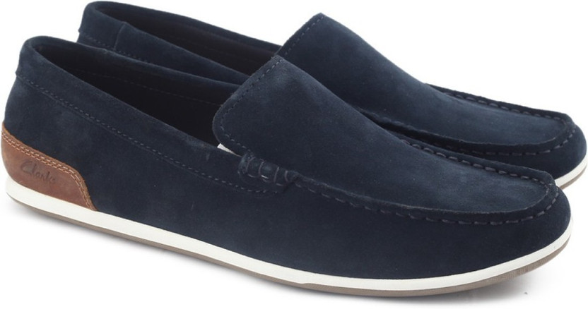 clarks navy loafers