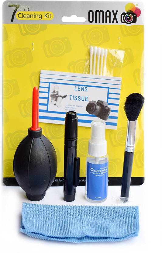 Omax camera 7 in 1 lens cleaning kit Lens Cleaner 10 ml, 13x13 inch, Pack of 7