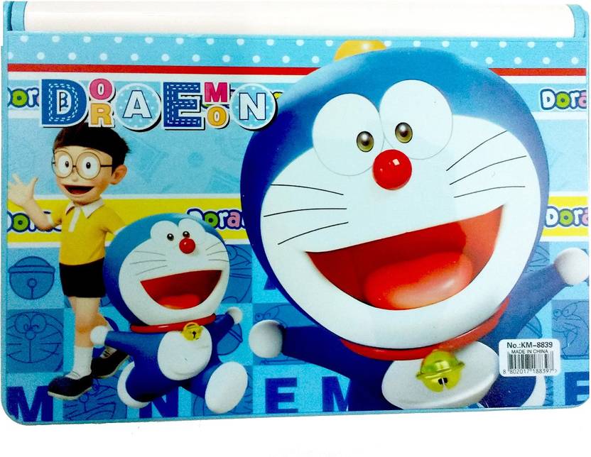 NeoTask Bookshelf Doraemon smart Kids Cartoon Art Plastic Pencil Box (Set of 1, Blue)
