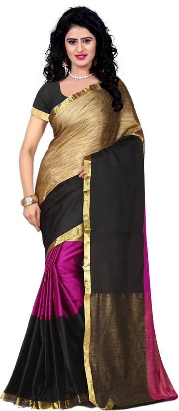 Trendz Style Striped Fashion Cotton Linen Blend, Tussar Silk Saree