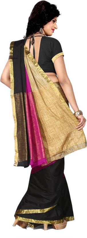 Trendz Style Striped Fashion Cotton Linen Blend, Tussar Silk Saree